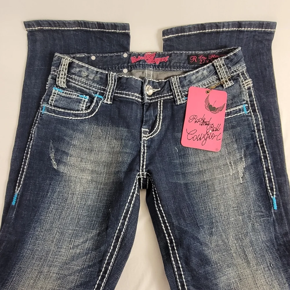 Nwt Rock And Roll Cowgirl Low Rise Bootcut Jeans Size 27 × 32